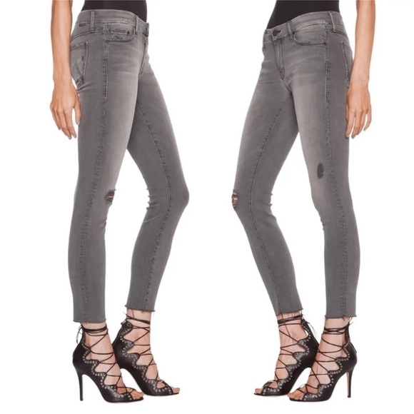 MOTHER Looker Ankle Fray Gray Last Chance Saloon Denim Skinny Jeans Size 25 - Picture 2 of 11